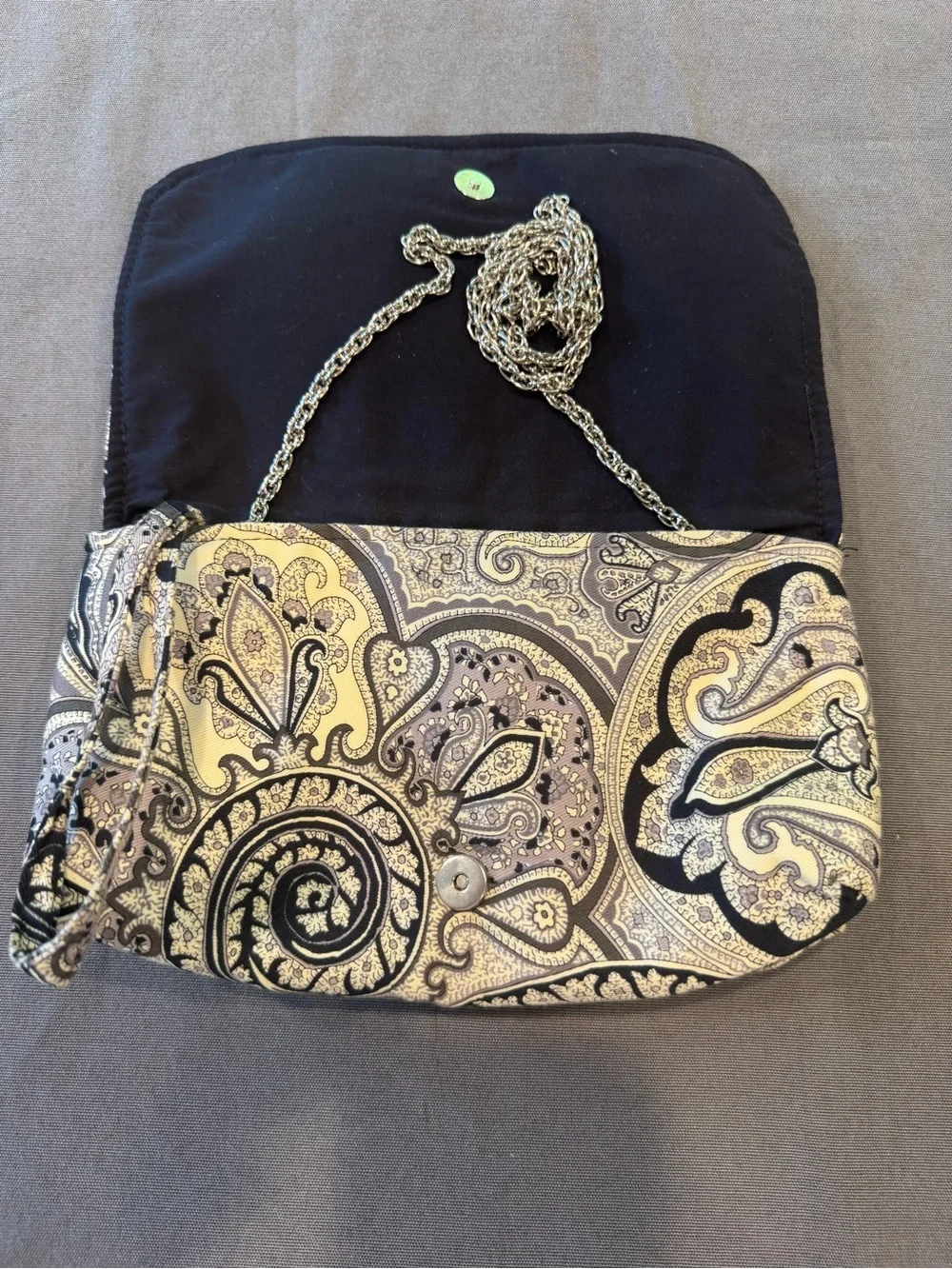 Madison Black and Gold Paisley Wristlet Clutch